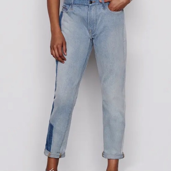 Frame Le Garçon Mid Rise Straight Fit Distressed Unmatched Jeans in size 26 NWT - Picture 5 of 16